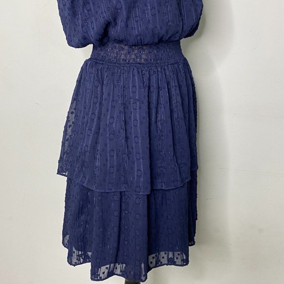 NWT BCX Juniors' Smocked Swiss-Dot Dress Cottage Chic Navy Blue Size XL - Picture 9 of 10